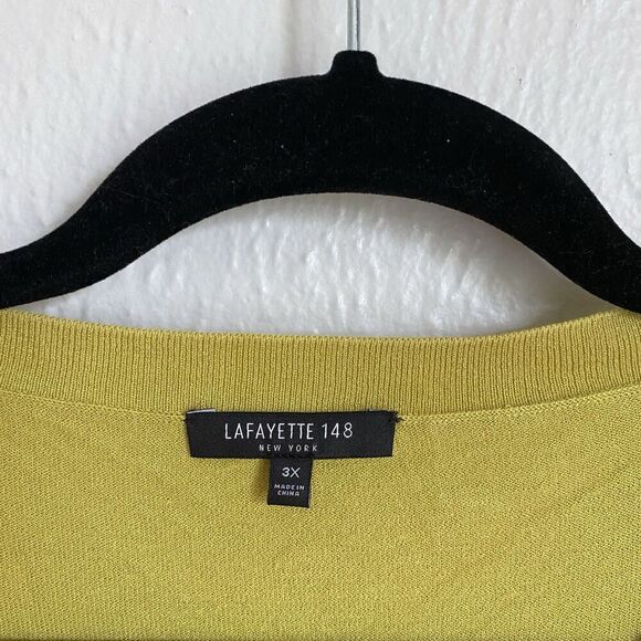 Lafayette 148 Chartreuse Green Sweater Women’s 3X Long Sleeve Round Neck - Picture 2 of 7
